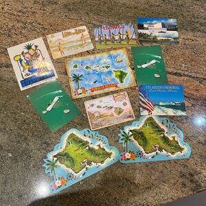 (11) Vintage Hawaii Postcard Oahu Maps Surf Aloha AZ Memorial Hawaiian Islands